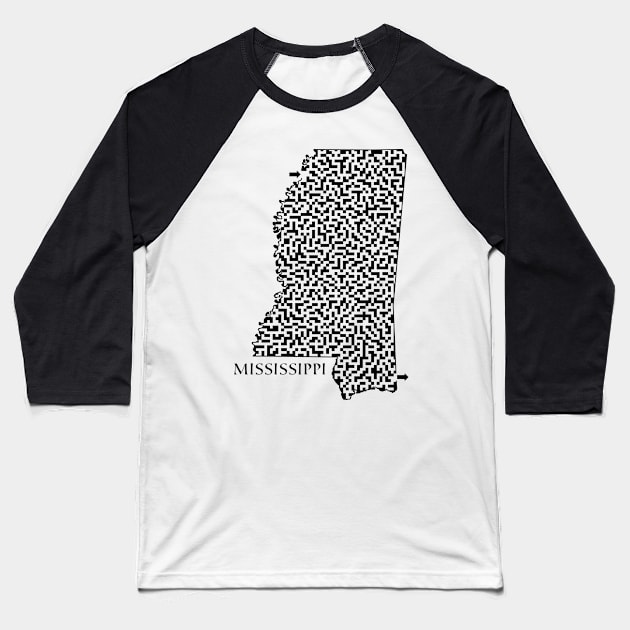 State of Mississippi Maze Baseball T-Shirt by gorff